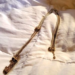 Tassel goldtone white lariat necklace by Natasha